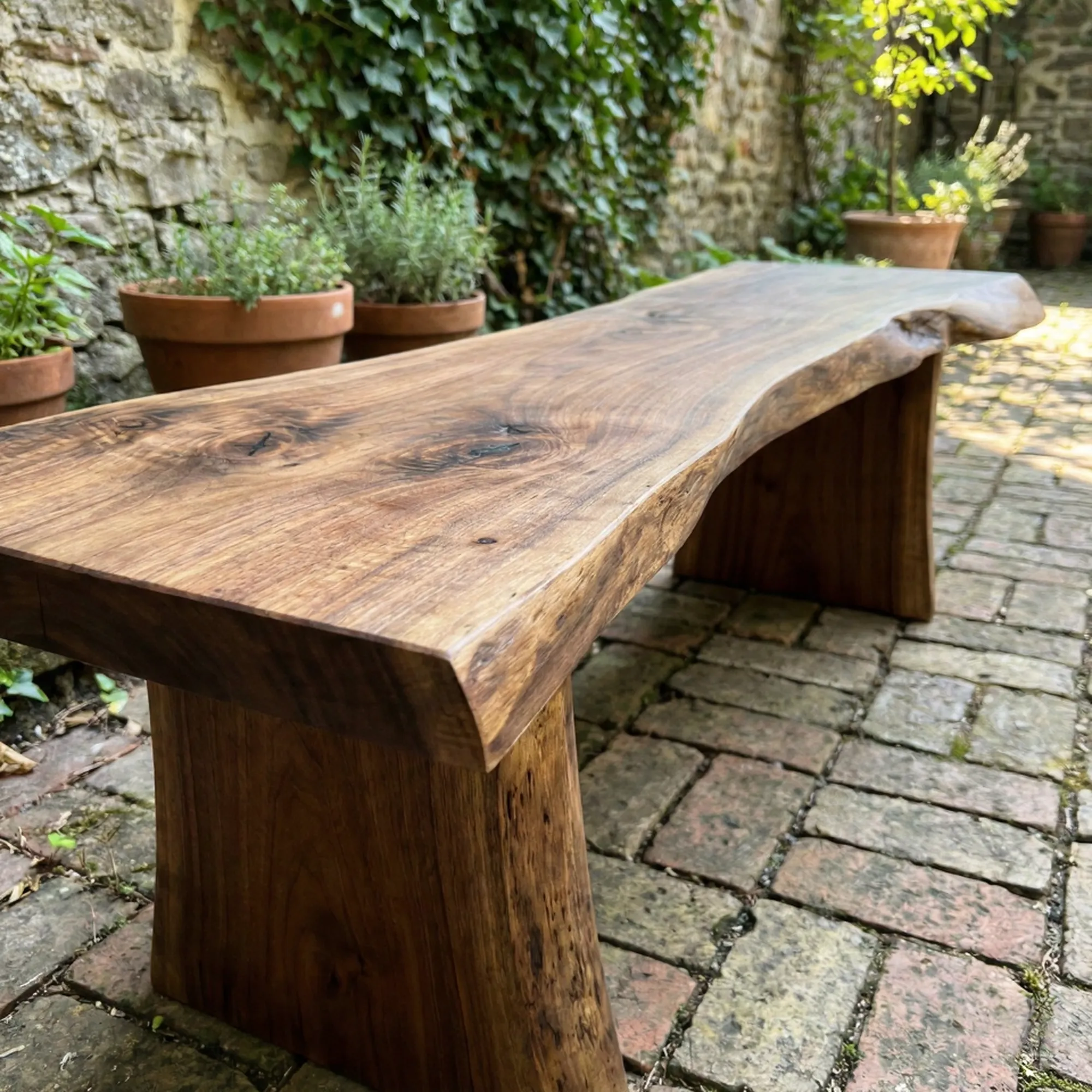 Handmade Solid Wood Bench with Metal Legs - view 7